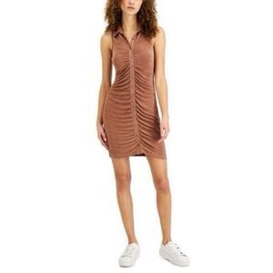 Just Polly Juniors' Ruched Slinky Dress - Cocoa Size L